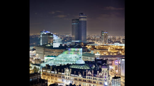 Manchester city skyline at night